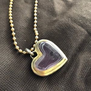 Coach necklace gold chain pink heart